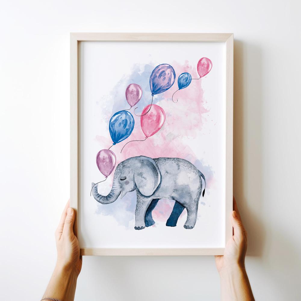 Elephant Poster with Balloons