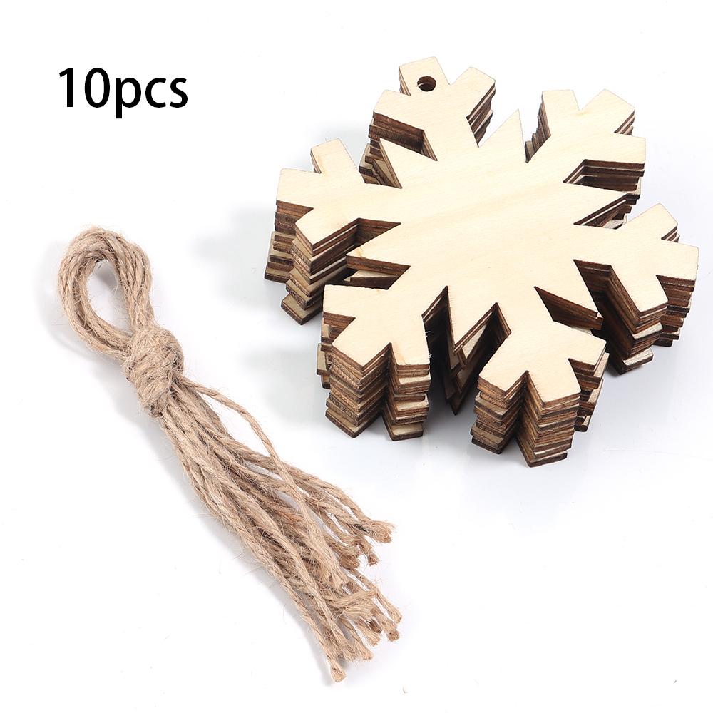 Wooden Christmas Hanging Ornaments Snowman Snowflake Bell shaped Pendant For DIY Craft Home New Year Christmas Tree Decoration