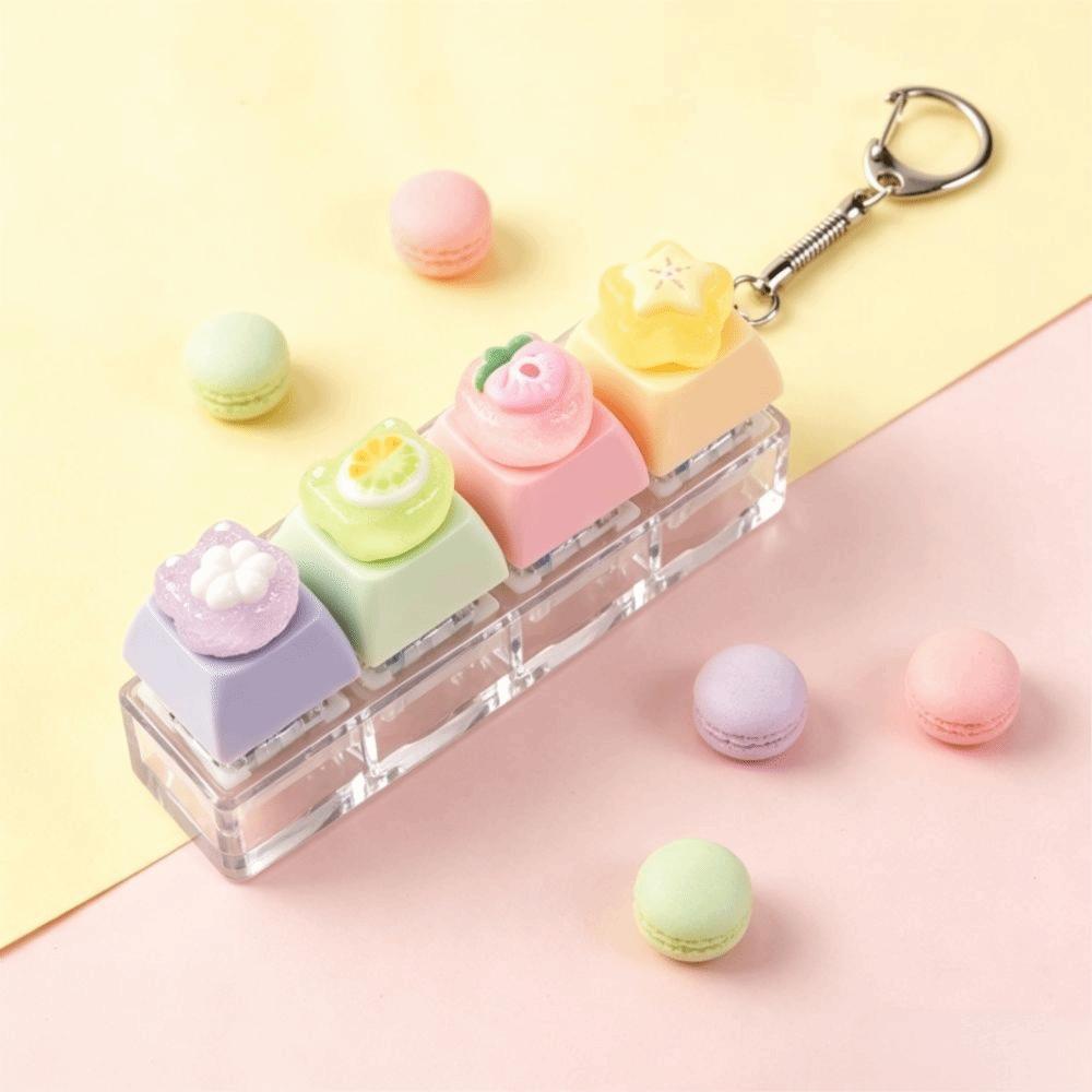 4-Key Reduce Pressure Toy Fruit Push Button Keychain Mini Keychain Pendant Daily Use