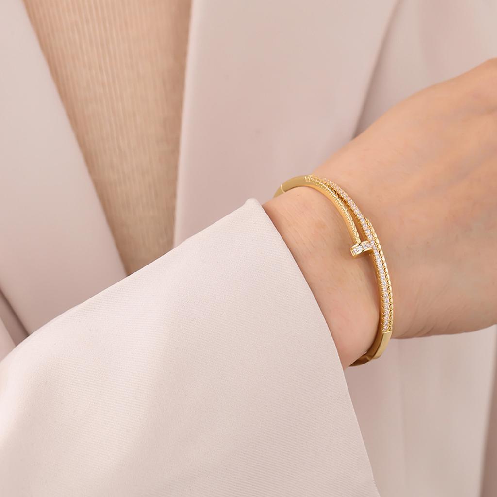European and American Niche Jewelry High-end Light Luxury Zircon Bracelet Wedding Dinner Party Jewelry Diamond Nail Opening Bracelet