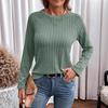 Manches Longues Pull Décontracté Col Rond Texturé Ample T-shirt Top à Manches Longues