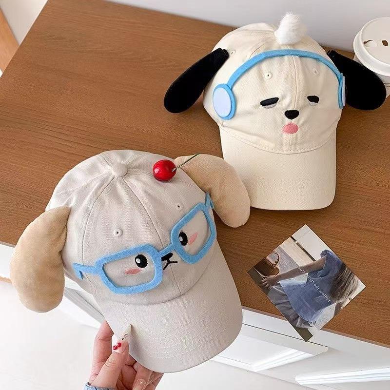1Pcs Cute Embroidered Dog Baseball Cap Breathable Korean Style Cartoon Sun Hat Sunscreen Y2k Peaked Cap Mountaineering Hat