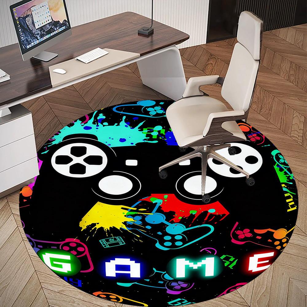1 STuks Gamepad Gaming Ronde Stoelmat Vloerkleed - Antislip, Vloermat voor Kantoor, Slaapkamer en Binnen Decoratie - Cadeau D1127209