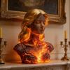 Lodernde Jungfrau Figur Flammenmädchen Büste Statue Harzskulptur Heim Büro Schreibtisch Künstlerische Dekoration Ornament