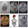 Metal Figure Statue Romantic Wall Art Abstract Canvas Painting Lovers Sculpture Posters Prints Pictures Living Room Home Decor