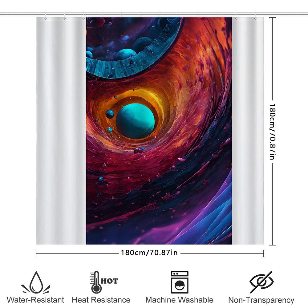 3D Space Nebula Shower Curtain Cosmic Blue Purple Red Print Waterproof Fabric For Bathroom Decor Modern Home Decoration Wall Ten