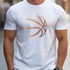 T-shirt d'été pour homme en coton confortable décontracté ample surdimensionné imprimé motif basketball sport col rond manches courtes