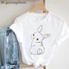 2025Cute Rabbit Chubby Butt Animal Printed Tshirt Women Funny Tshirt Femme Summer Tops Harajuku Shirt Female T-Shirt