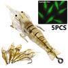 5Pcs 5cm 1.3g Artificial Lifelike Bait Tackle Fishing Soft Lure Shrimp Shaped