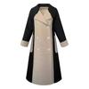Women Winter Overcoat Turn-down Collar Pockets Contrast Color Double-breasted with Belt Loose Fit Coat Thermal Long Sleeved Commuting Dating Coat