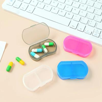 Portable Mini Travel Pill Organizer Transparent Dual Compartment Morning And Night Medicine Box Capsule Holder Drug Storage