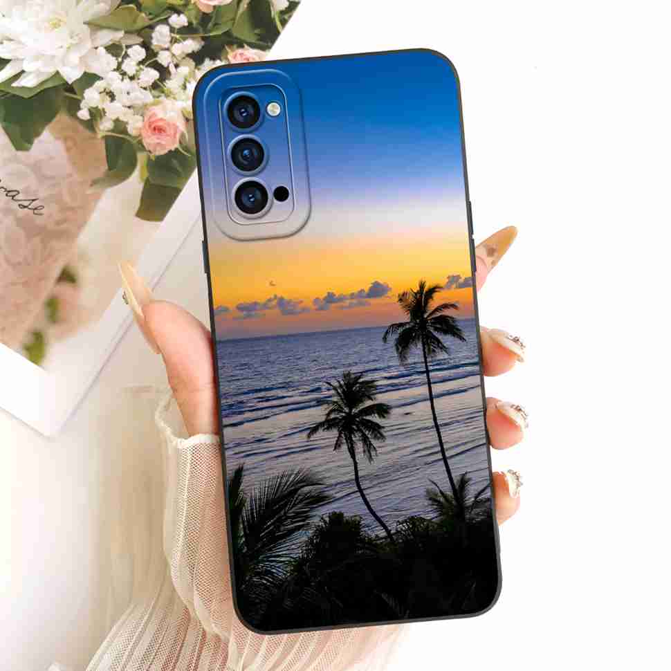 Pour Oppo Reno4 Pro 5G PDNM00 Coque Peinture Couleur Élégante Couverture Arrière en Silicone Pour Reno4 Pro Reno 4PRO 5G PDNT00 CPH2089 Boîtier de Téléphone