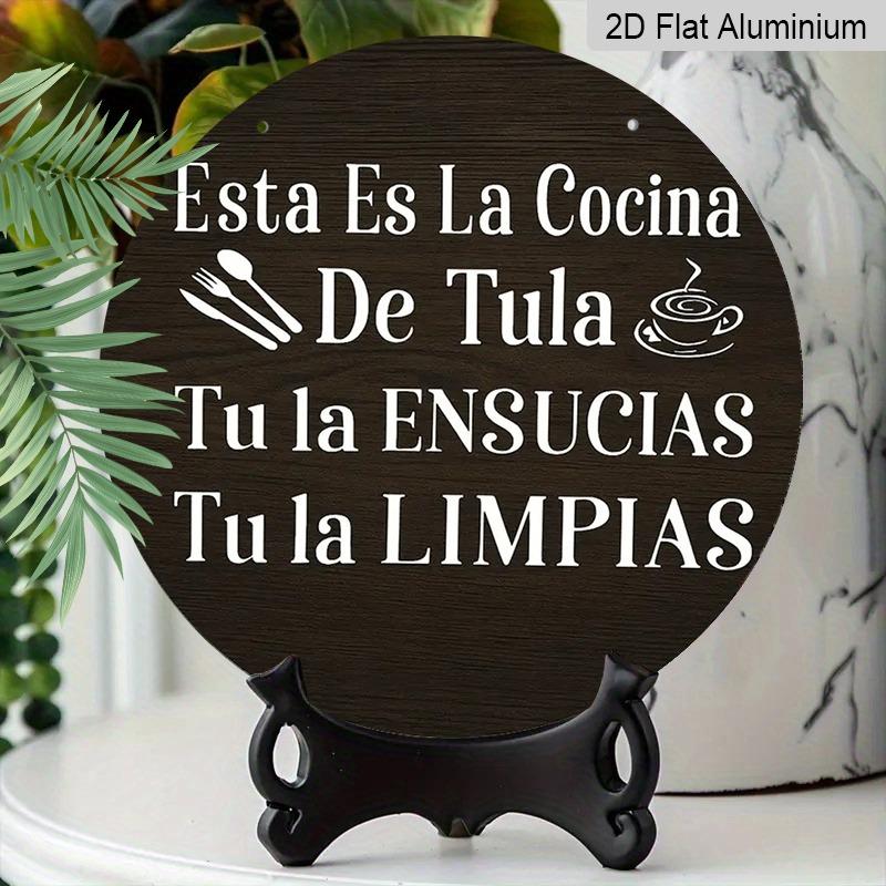 2D Flat Retro Aluminum Wall Decorations in Various Sizes. Fun Spanish Round Signs, Humorous Kitchen and Home Decor, Ideal for Home Décor and Gifts