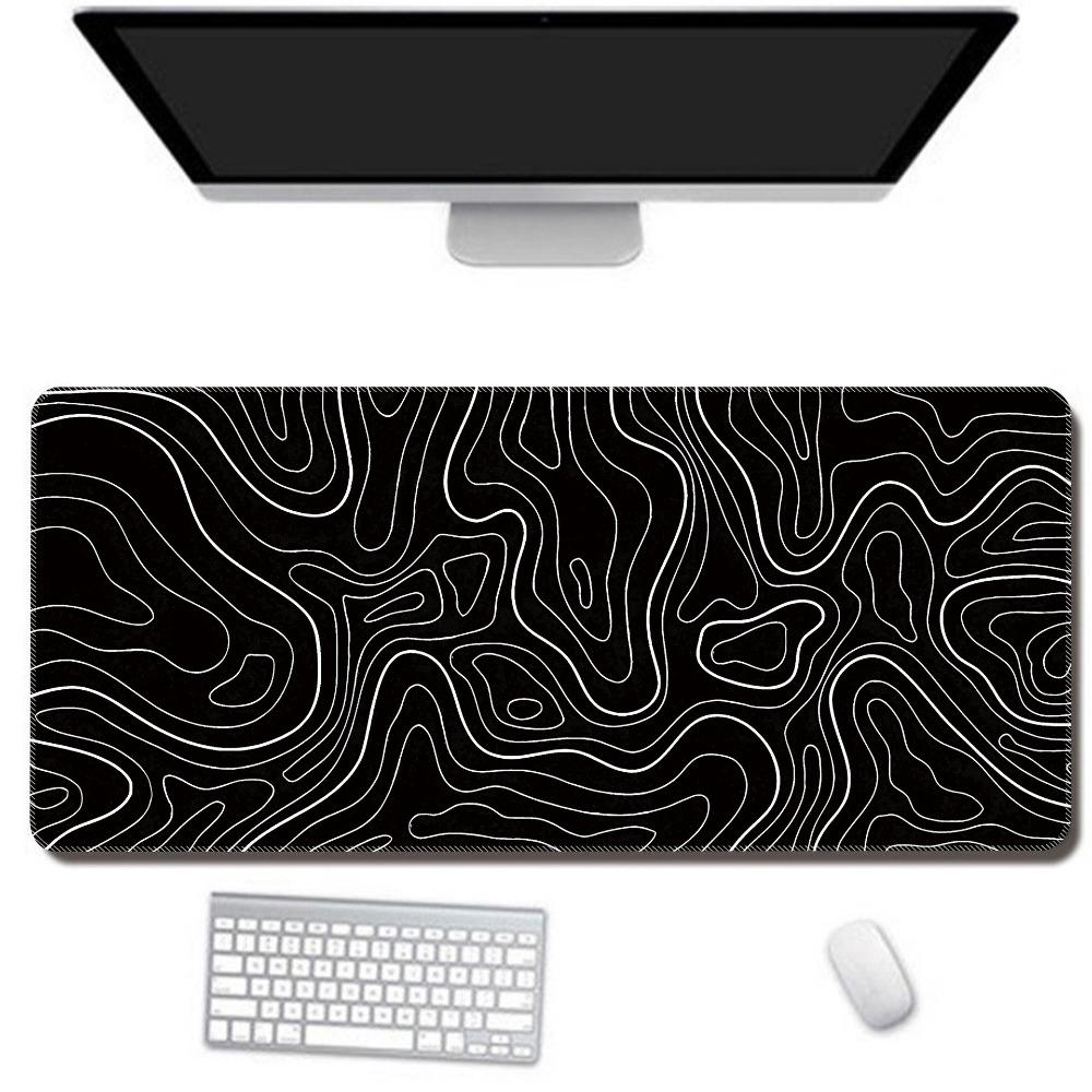 1 buc. mouse pad Gaming Pad pentru tastatură mare 31,5 x 11,8 inci Mouse Pad topografic alb-negru Mouse Pad pentru tastatură cu Anti-Sl