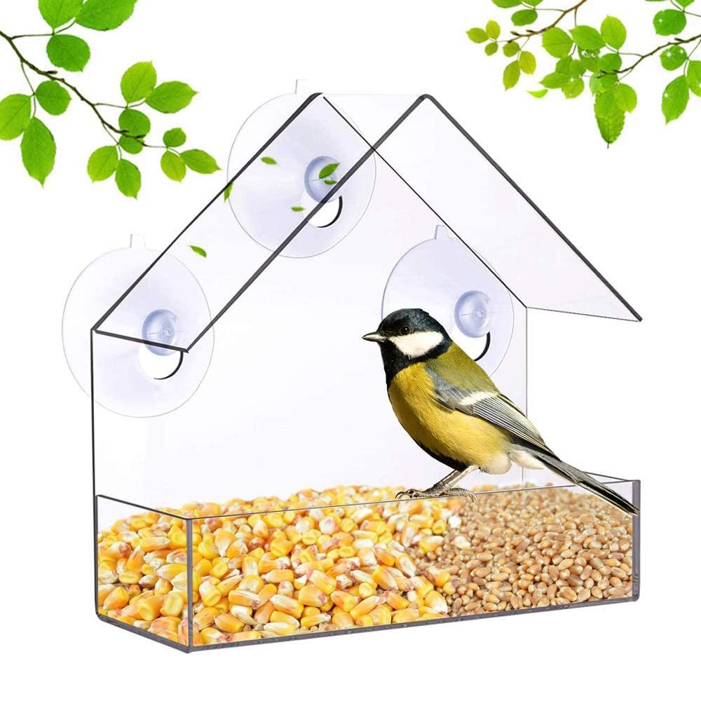 Window Bird Feeder with Strong Suction Cups with 3 Strong Extra Suction Cups
