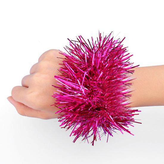 1 Pair Tinsel Bracelet Colorful Elastic Band Adults Kids Universal Children's Day Kindergarten Dance Performance Prop Sports Meet Cheering