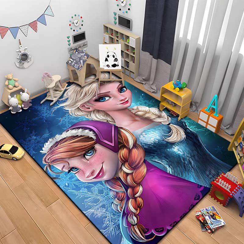 Schneekönigin Frozen Elsa HD Bedruckter Großer Teppich für Wohnzimmer Cartoon Kinderzimmer Sofa Fußmatte Boden Teppich Geschenk