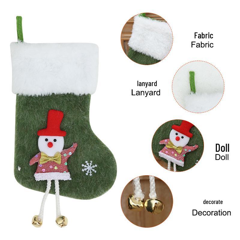 Cross-Border Plush Christmas Stockings with Hanging Legs - Medium Ornament for Tree or Home Décor
