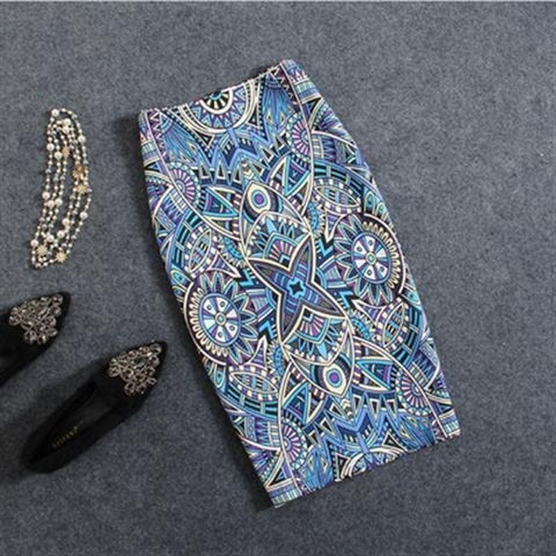 Sommer Cartoon Print Elegante Bleistift Rock Frauen Bodycon Hohe Taille Knielangen Rock Weibliche