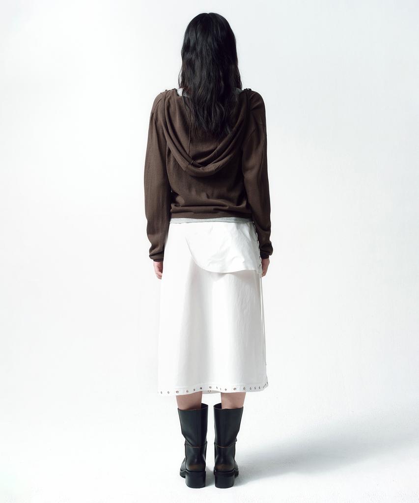 INSILENCE WOMEN Cowl Neck Hooded Knit Brown