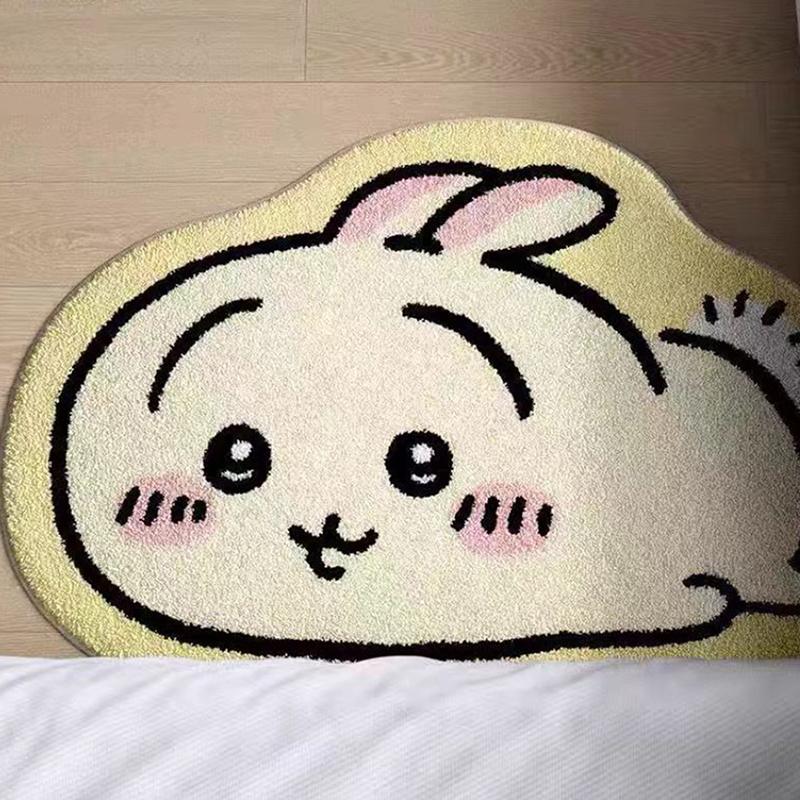 1Pcs Anime Hachiware Usagi Plush Floor Mat Chiikawa Cartoon Rug Bathroom Non-Slip Carpet Car Cushion Soft Living Room Decor