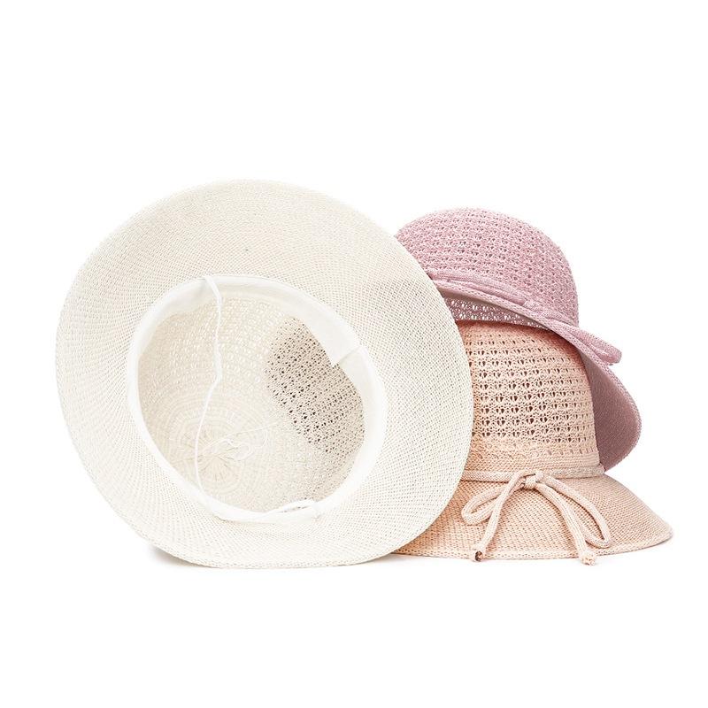Čepice pro ženy Letní pletená plážová čepice proti slunci Jednobarevná sluneční clona Lady sluneční clona 6cm Brim Sunhat Trav