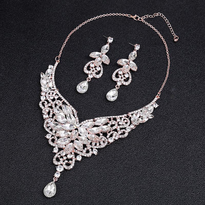 Överdrivet Retro Kristall Ädelstens Halsband Set - Europeiska & Amerikanska Smycken för Kvinnor