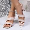 Cross Border Open Toe Sandals Shoes Women's Spring and Summer New Large Size Square Toe Sexy High Heels Women's Sandals