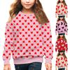Girls Round Neck Pullovers For Kids Valentine's Day Printed Tops