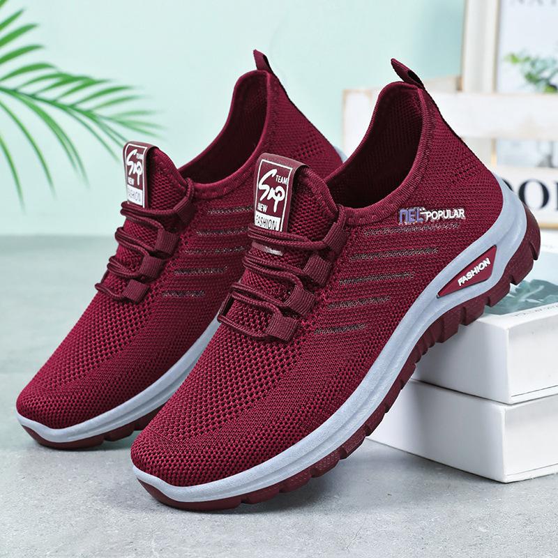 New Women's Shoes Mesh Breathable Casual Shoes Lace-up Sneakers Comfortable Soft-soled Single Shoes