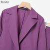ZANZEA Women Long Sleeve Blazer and Pants Casual Two Piece Suit Sets
