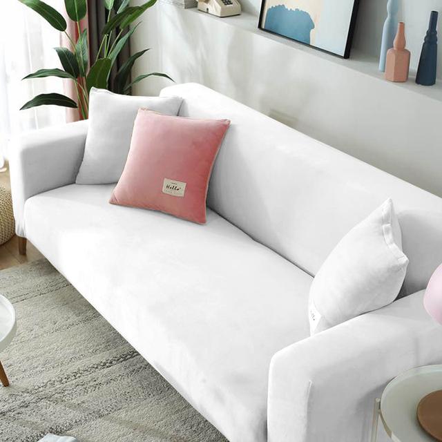 Velvet Plush Sofa Cover Stretchy Thick Stretch Armchair Sofa Cover Corner Sofa Covers Used For Living Space L Shaped 1 /2 /3 /4 Seater