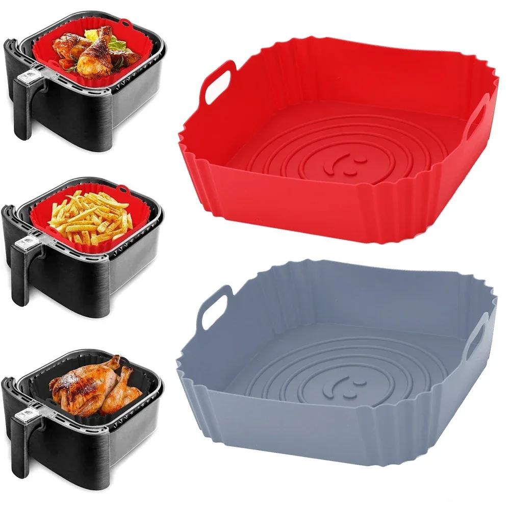 1pc Reusable Airfryer Pan Liner Accessories Silicone Air Fryers Oven Baking Tray Pizza Chicken Airfryer Non-stick Silicone Mould