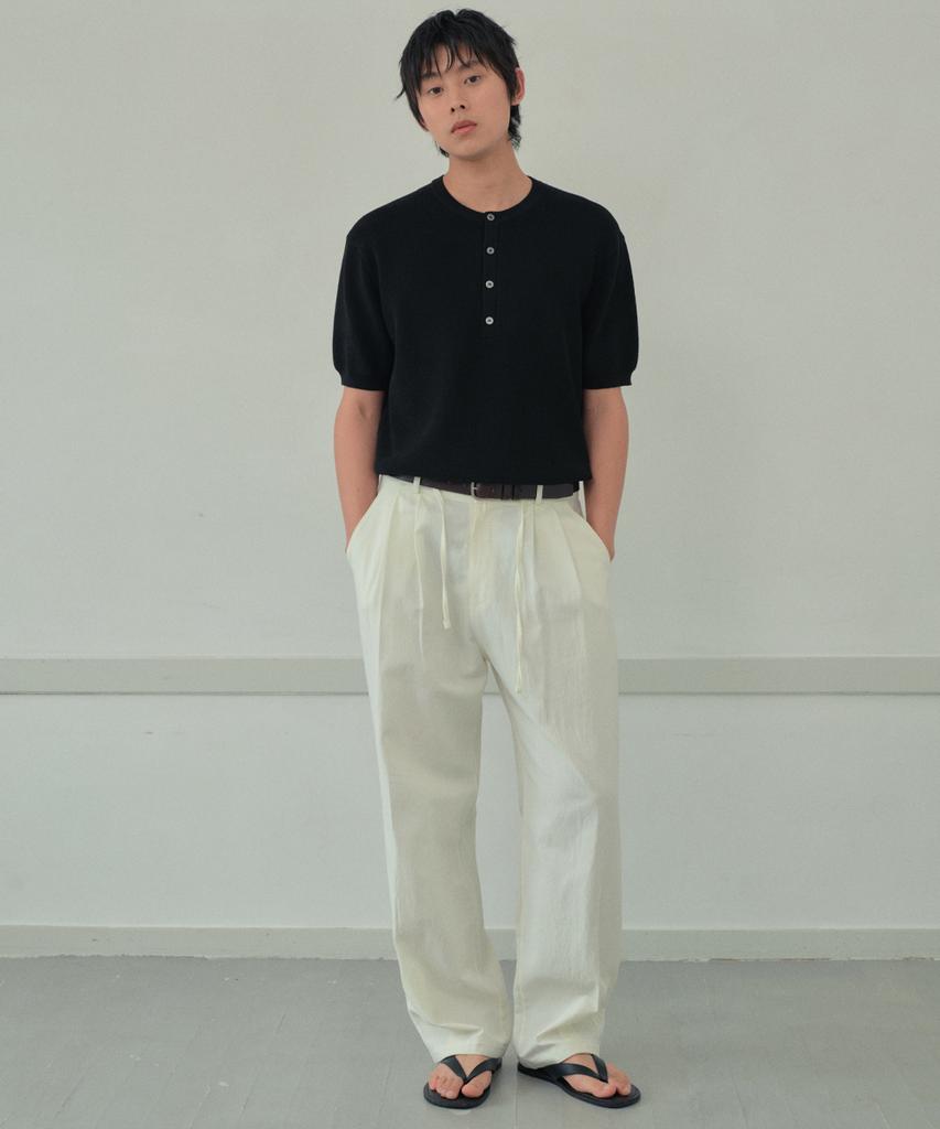 Wednesday Oasis Washable Minimal Henley Neck Half Knit_Black(Wc26Kn46)