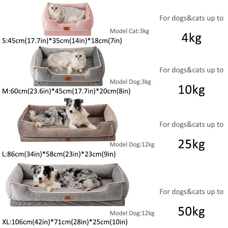 Dutch Velvet Dog Bed Autumn Winter Thickening Warmth Square Dog Sofa Beds Soft Removable Wave Sponge Pad Pet Dogs Accessories