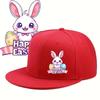 Happy Easter Rabbit Egg Print Polyester Baseball Cap Adjustable Snapback Hat for Casual Daily Wear