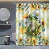 Rideau de douche Grenouille Mignonne Art Tournesol et Marguerite Décor Jardin Thème Nature Tissu Imperméable Ensemble Rideaux de Bain Maison