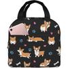 Corgis Paw Hearts Print Insulated Lunch Bag for Girls Kids Women Thermal School Picnic Box Washable Reusable Meal Pail Durable