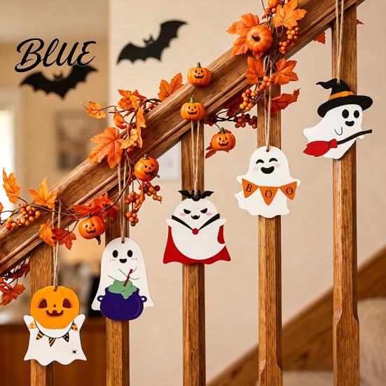 Ghost And Pumpkin Decor Halloween Wooden Hanging Sign with Hemp Rope Cute Outdoor Pendants for Home Party Wall Decorations Holiday Art