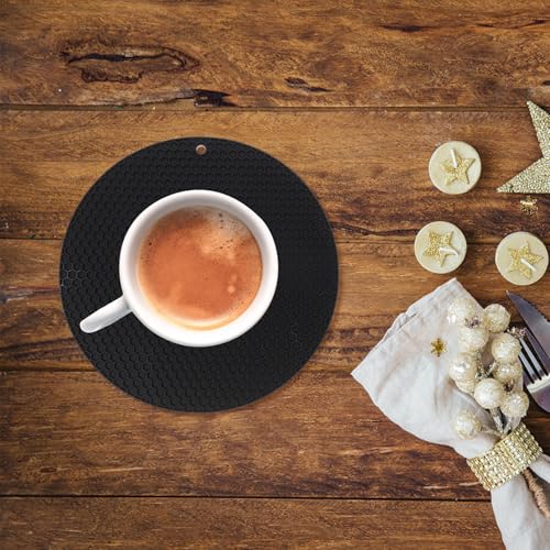 No-brand Silicone Heat-resistant Pot Mat Black Material Dishwasher Safe Heat Insulation Function Kitchen Non-slip Pad Ideal Placing Cooking Utensils