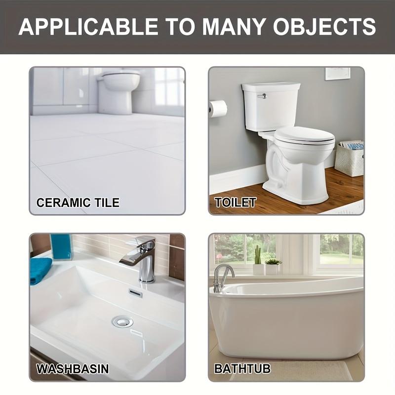 White Waterproof Ceramic Adhesive for Repairing Tiles, Bathtubs, and Sinks - Mold-Resistant and Effective On Porcelain Cracks, Holes, and Scratches