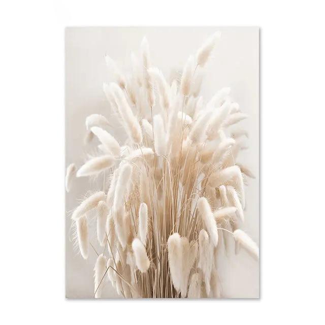 Nordic Beige Dandelion Painting Poster Reed Canvas Art Print Flower Posters Bunny Tail Grass Wall Art Picture Living Room Decor