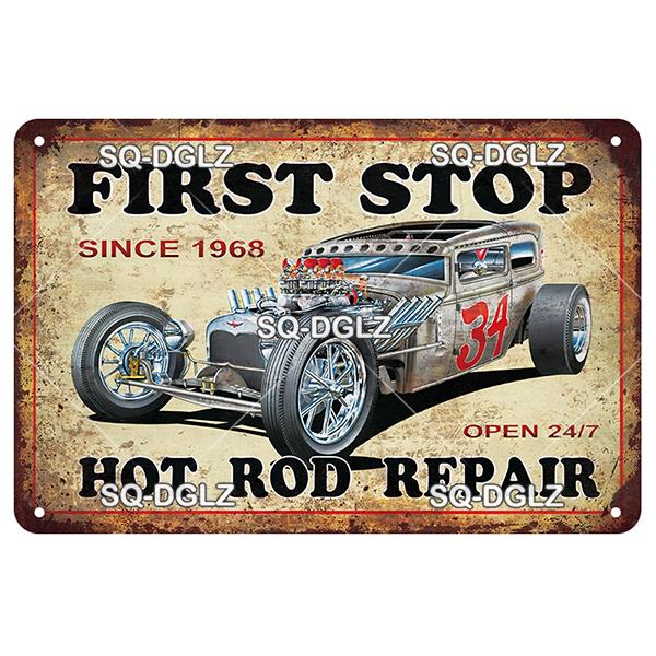 SQ-DGLZ Vintage Metal Sign Classice Cars Tin Sign Garage Shop Plate Home Bar Door Wall Decor Sticker Decoration Plaque Poster