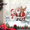 Glass Door Holiday Stickers Christmas Window Clings Peel And Stick Winter Santa Snowman Reindeer Decorative Seasonal Surface Clings Decals PVC Xmas