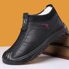 Men's Sports Cotton Shoes Winter Fleece Warm Cotton Shoes Waterproof Leather Upper, One-step Casual Soft Sole Comfortable