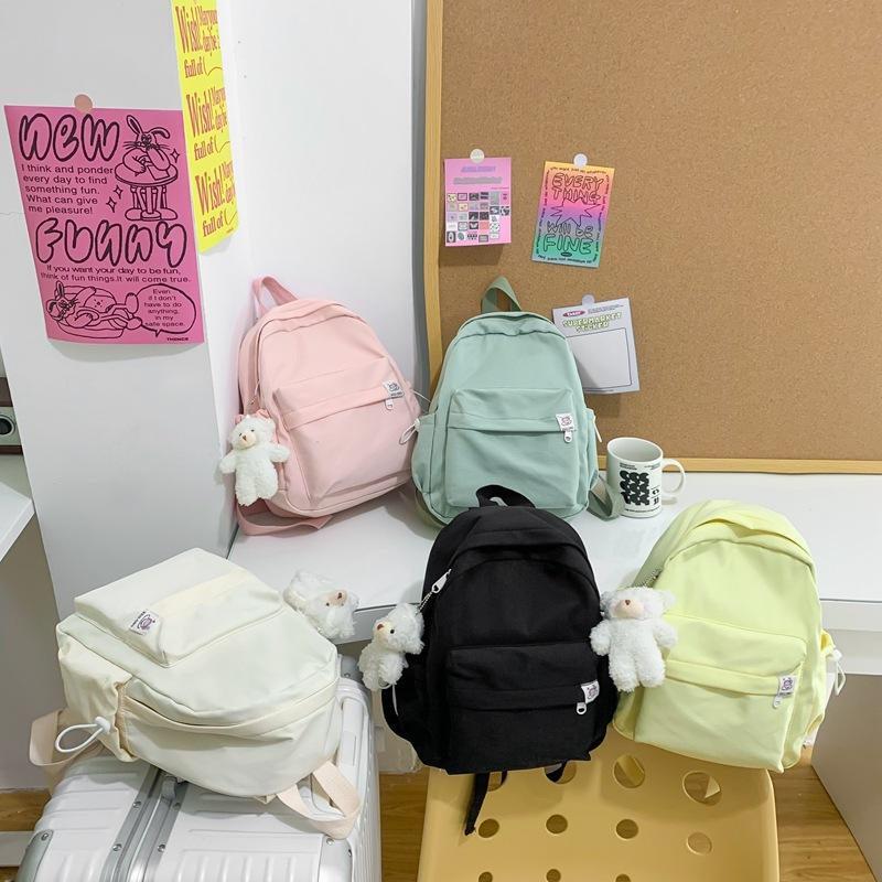 Süßigkeitenfarbe Schülerrucksack Japanisches Frisches Mädchen Rucksack Personalisierbar Vielseitig Einfach Einfarbiger Rucksack
