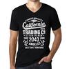 Men’s Vintage Tee Shirt Graphic T Shirt V Neck California Trading 2043 Deep Black White Text