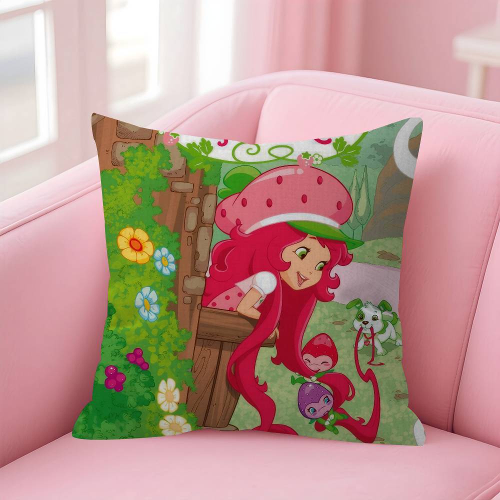 Cute Role Strawberry Shortcake-Cartoon Cushion Cover Pillow Cover Decor Pillowcase Printed Cushion Case For Couch