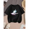 Europeiska storlekar Flickors Bomulls-T-shirt med Grafiskt Tryck av Balettdansös - Mjuk Stretch Rund Hals Sommar Casual Topp