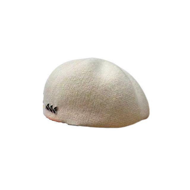 Korean Style Autumn/Winter Metal Label Reversible Beret for Women - Fashionable, Face-Slimming Newsboy Hat for Large Head Circumference